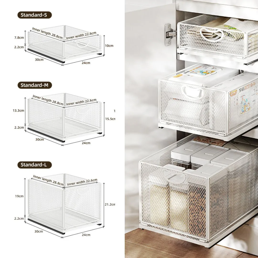 Pull Out Drawer Basket Under Sink Rack Multiple Sizes