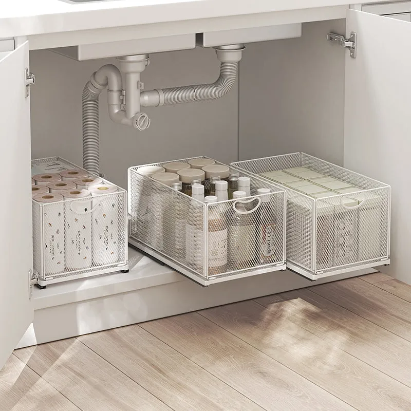Pull Out Drawer Basket Under Sink Rack Multiple Sizes