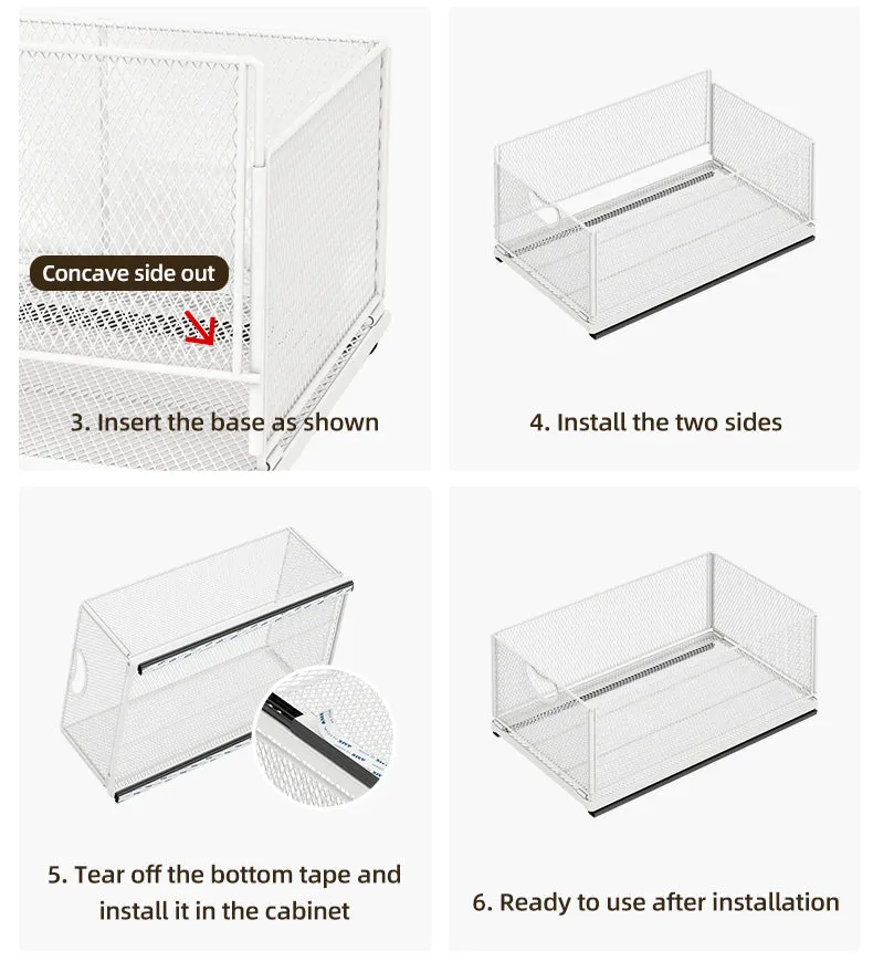 Pull Out Drawer Basket Under Sink Rack Multiple Sizes