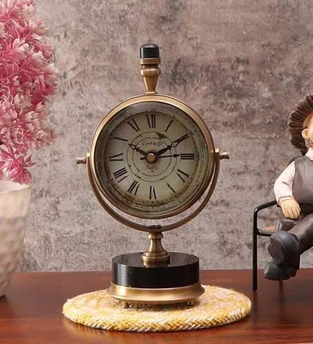 Roomattic 3 Inch Appealing Brass Table Clock Vintage Table Clock