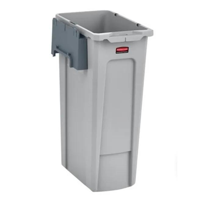 RUBBERMAID SLIM JIM 1-STREAM RECTANGULAR RECYCLING STATION KIT WITH OPEN LID - GRAY