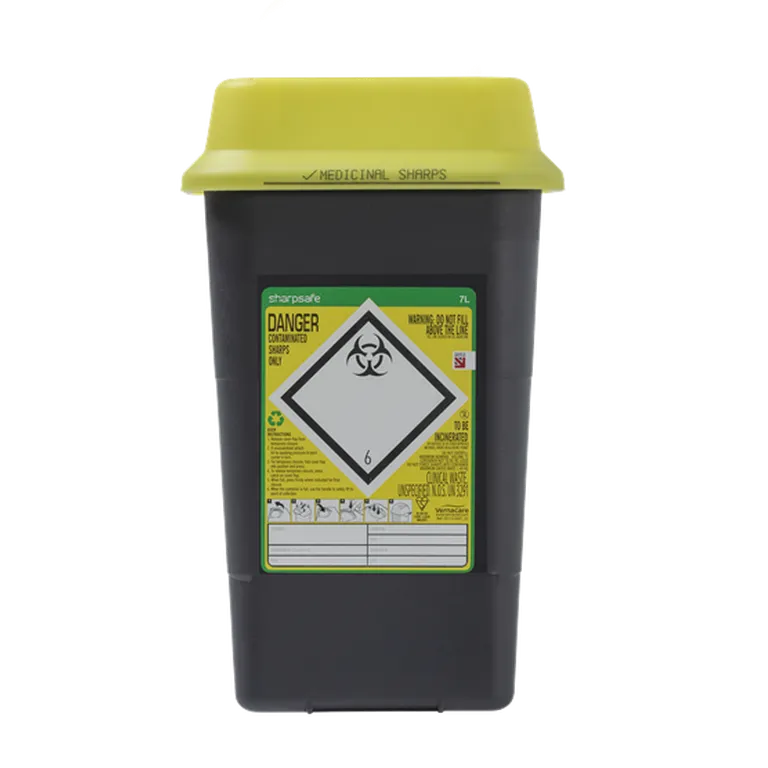 Sharpsafe® 7L Wide Recycled UK Yellow Lid