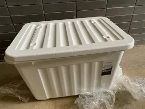 Shinewider General purpose storage bins for house use, plastic lock box with lid