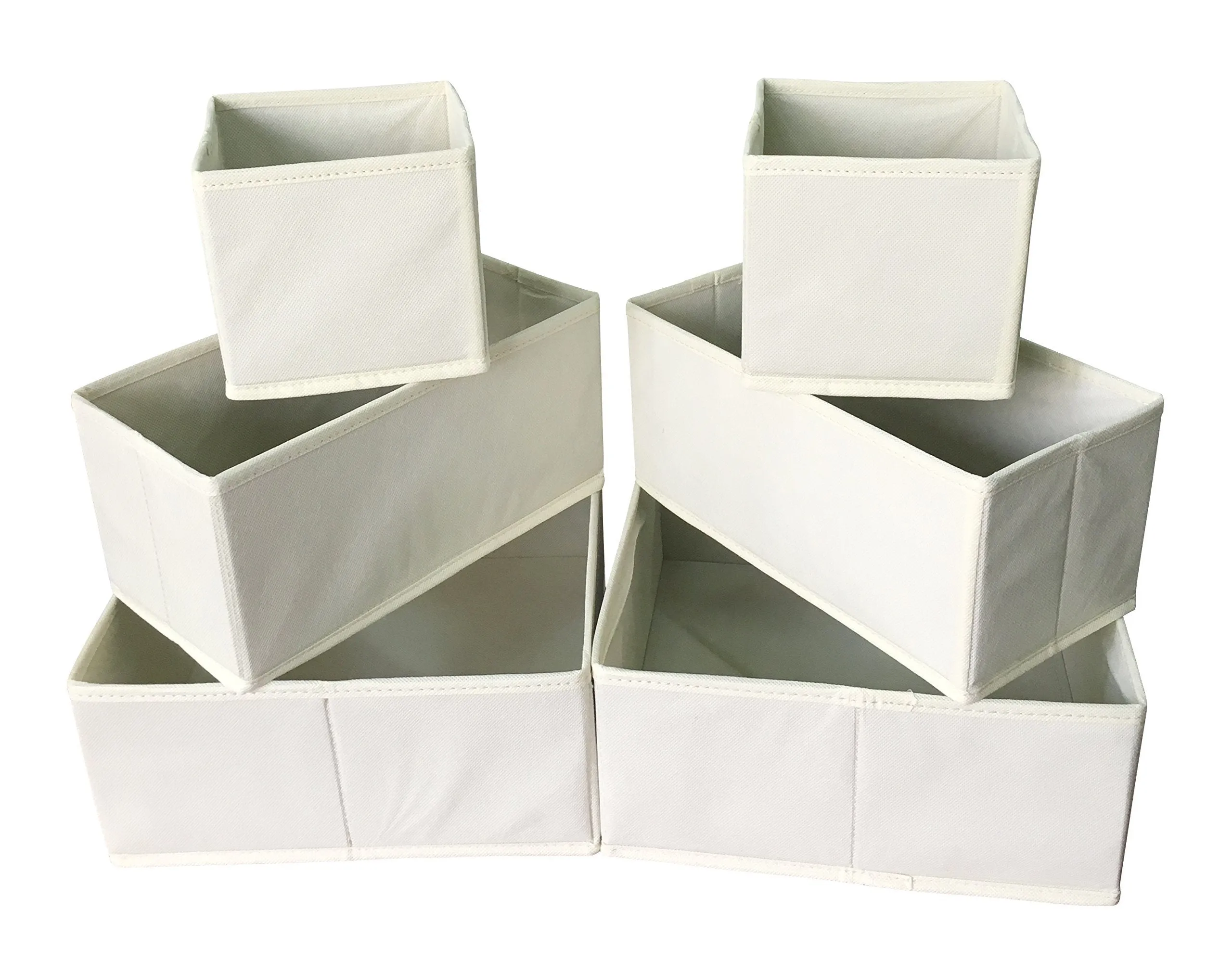 Sodynee FBA_SCD6SBE Foldable Cloth Storage Box Closet Dresser Organizer Cube Basket Bins Containers Divider with Drawers for Underwear, Bras, Socks, Ties, Scarves, 6 Pack, Beige