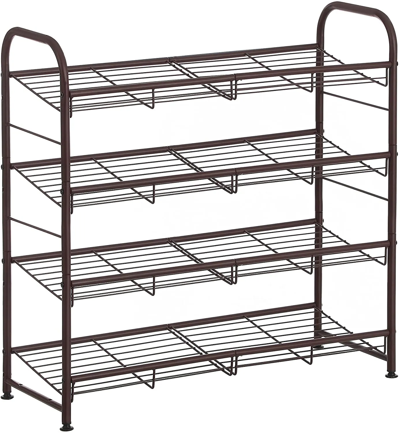 Stackable Shoe Rack, 4-Tier Shoe Rack Storage Organizer, Hold up to 16 Pairs, Steel, 27 x 10.8 x 25.6 Inches