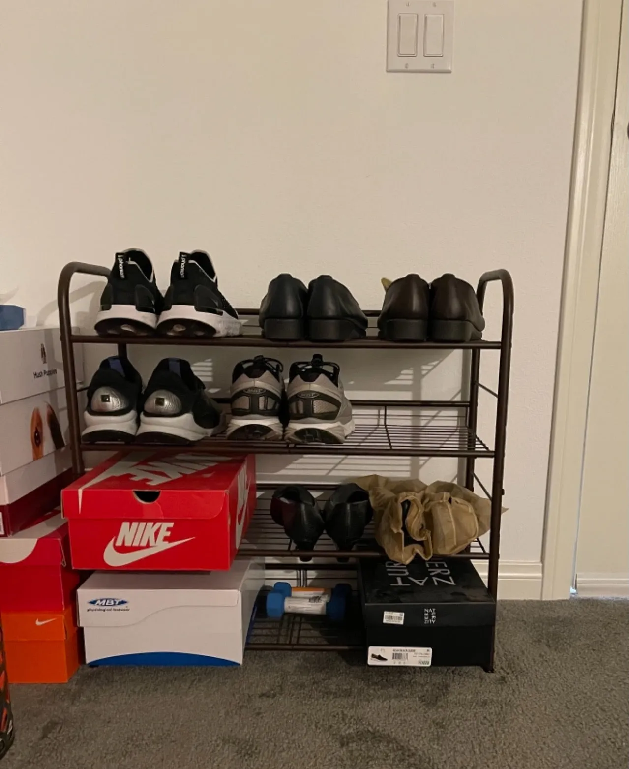 Stackable Shoe Rack, 4-Tier Shoe Rack Storage Organizer, Hold up to 16 Pairs, Steel, 27 x 10.8 x 25.6 Inches