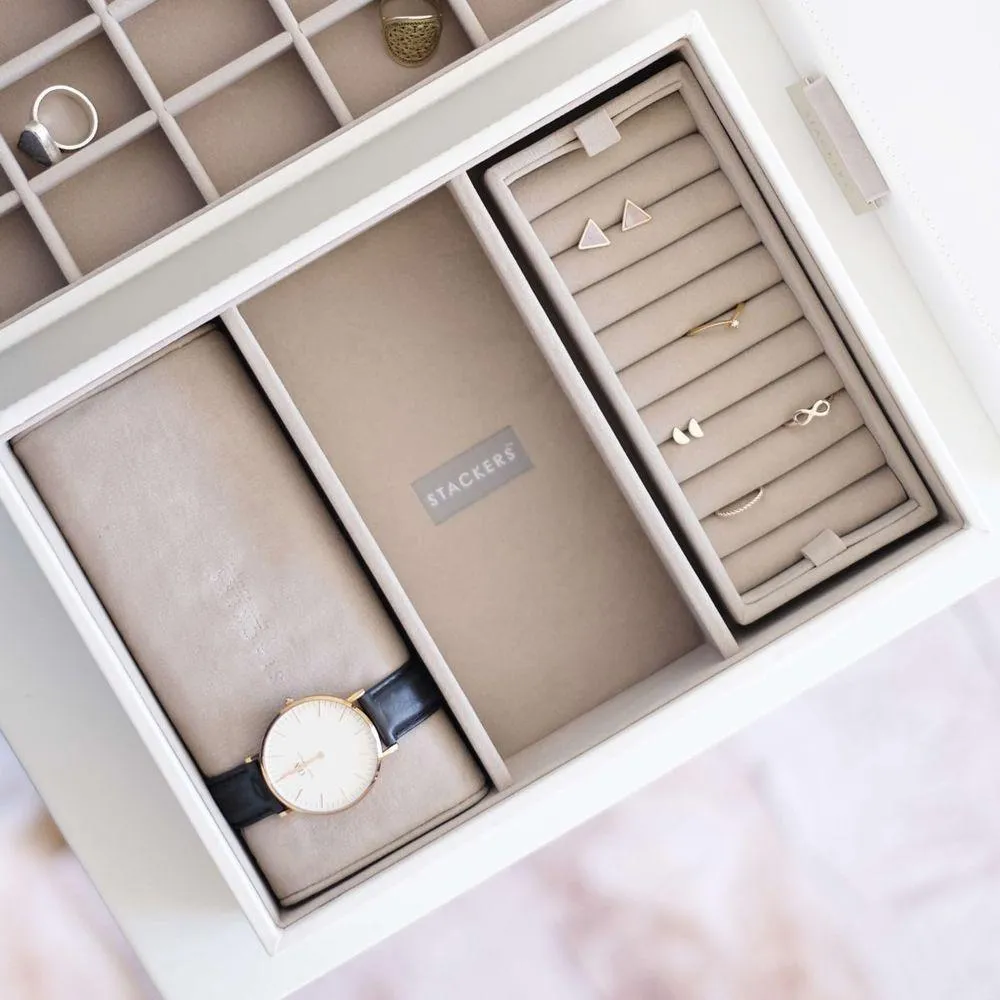 Stackers Classic 3 Compartment Deep Jewellery Tray White
