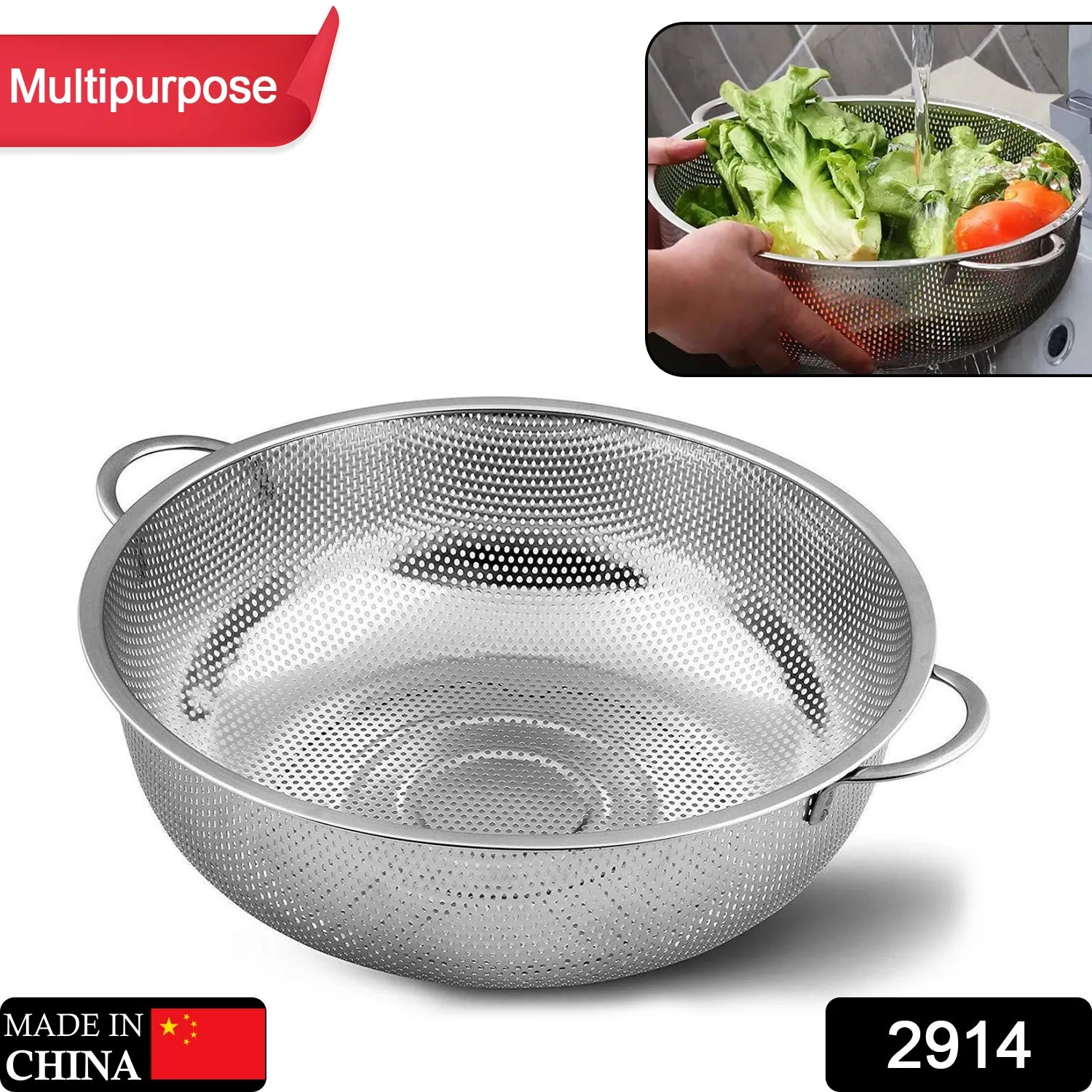 Stainless Steel Rice Vegetables Washing Bowl Strainer Collapsible Strainer.