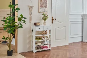 Storage Rack Storage Organiser In The Entryway Economical Home Shoe Rack Multi-Layer Shoe Cabinet, Bring 2 Drawers, Very Suitable For Entrance Hallway - White