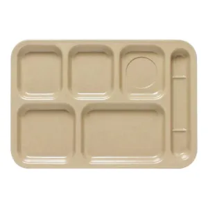 Thunder Group ML802S 14-1/2" x 10" Melamine Right Hand 6 Compartment Tray Pack of 12