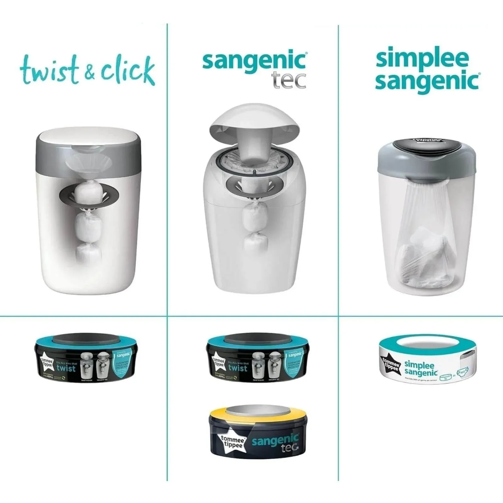 Tomme Tippee Sangenic Twist and Click Cassettes Pack of 3