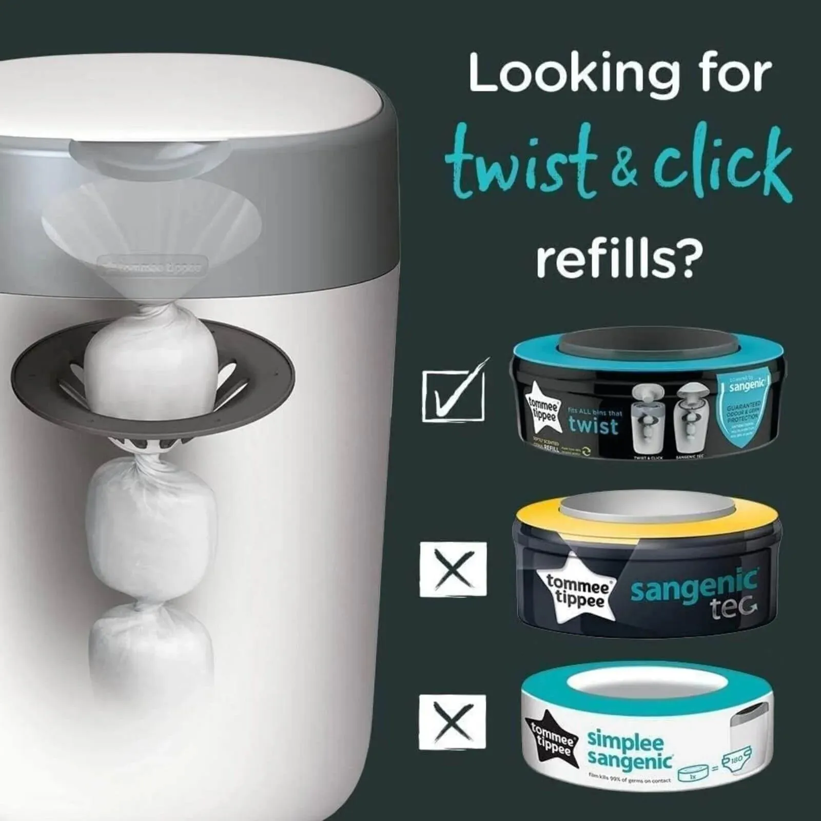 Tomme Tippee Sangenic Twist and Click Cassettes Pack of 3