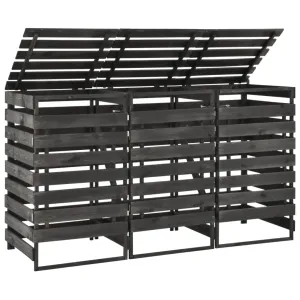 Triple Wheelie Bin Shed 210x75x121 cm Painted Solid Pinewood