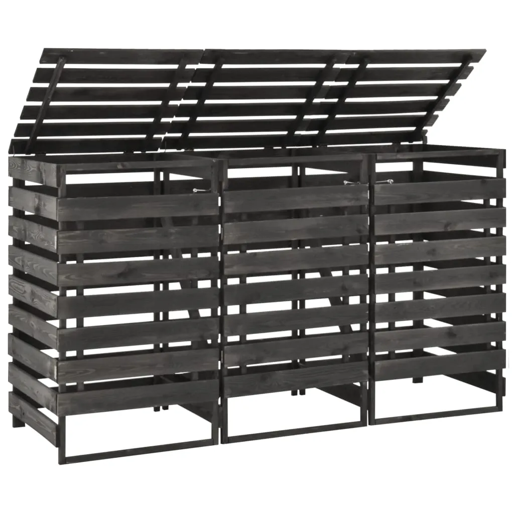 Triple Wheelie Bin Shed 210x75x121 cm Painted Solid Pinewood
