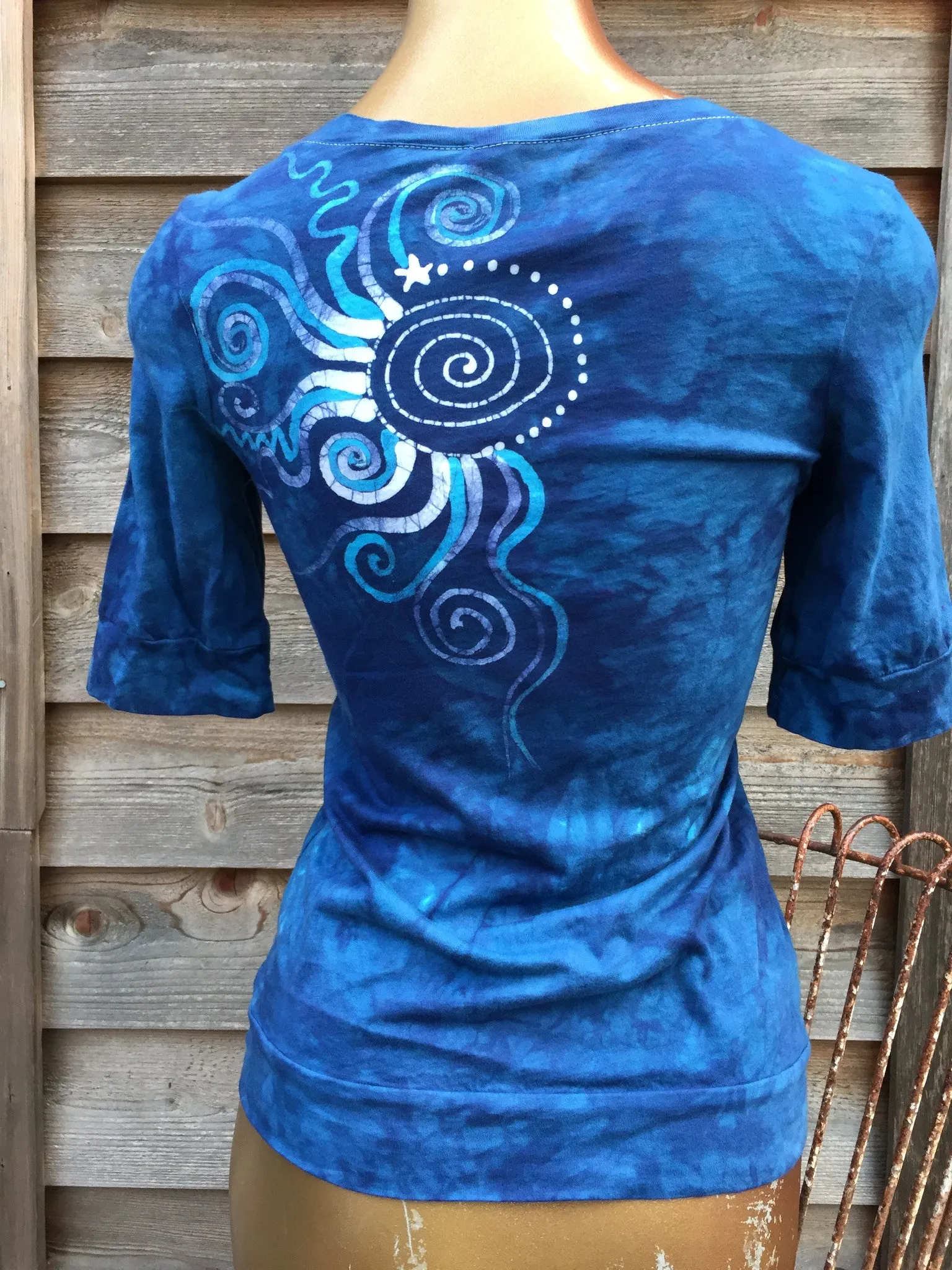 Turquoise and Blue Star Sale Basket Top