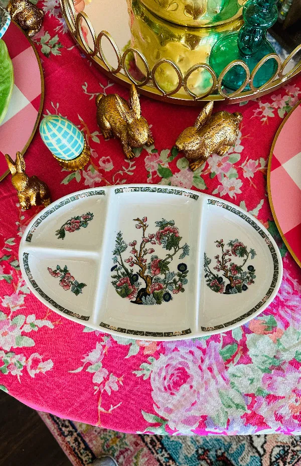 Vintage Divided Dish, Indian Tree Pattern