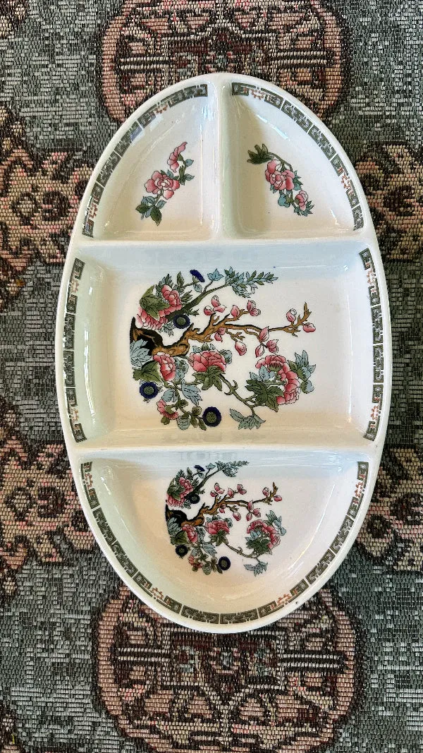 Vintage Divided Dish, Indian Tree Pattern