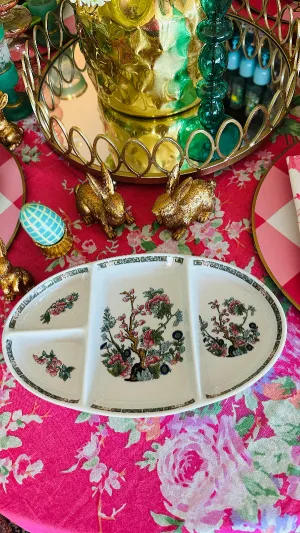 Vintage Divided Dish, Indian Tree Pattern