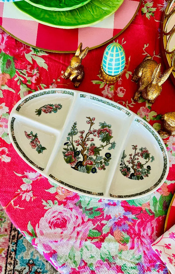 Vintage Divided Dish, Indian Tree Pattern