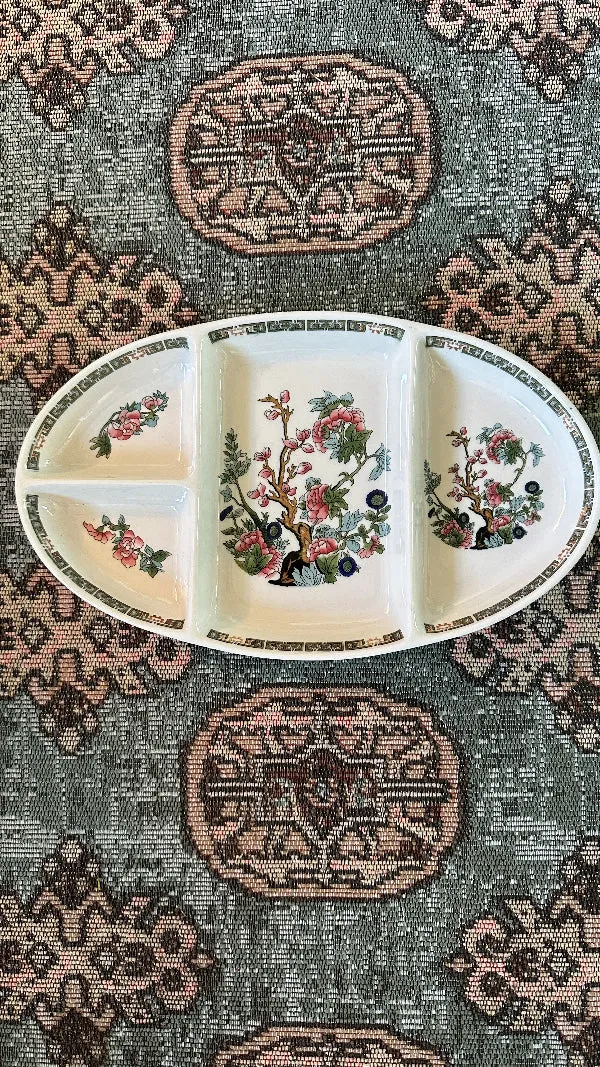 Vintage Divided Dish, Indian Tree Pattern