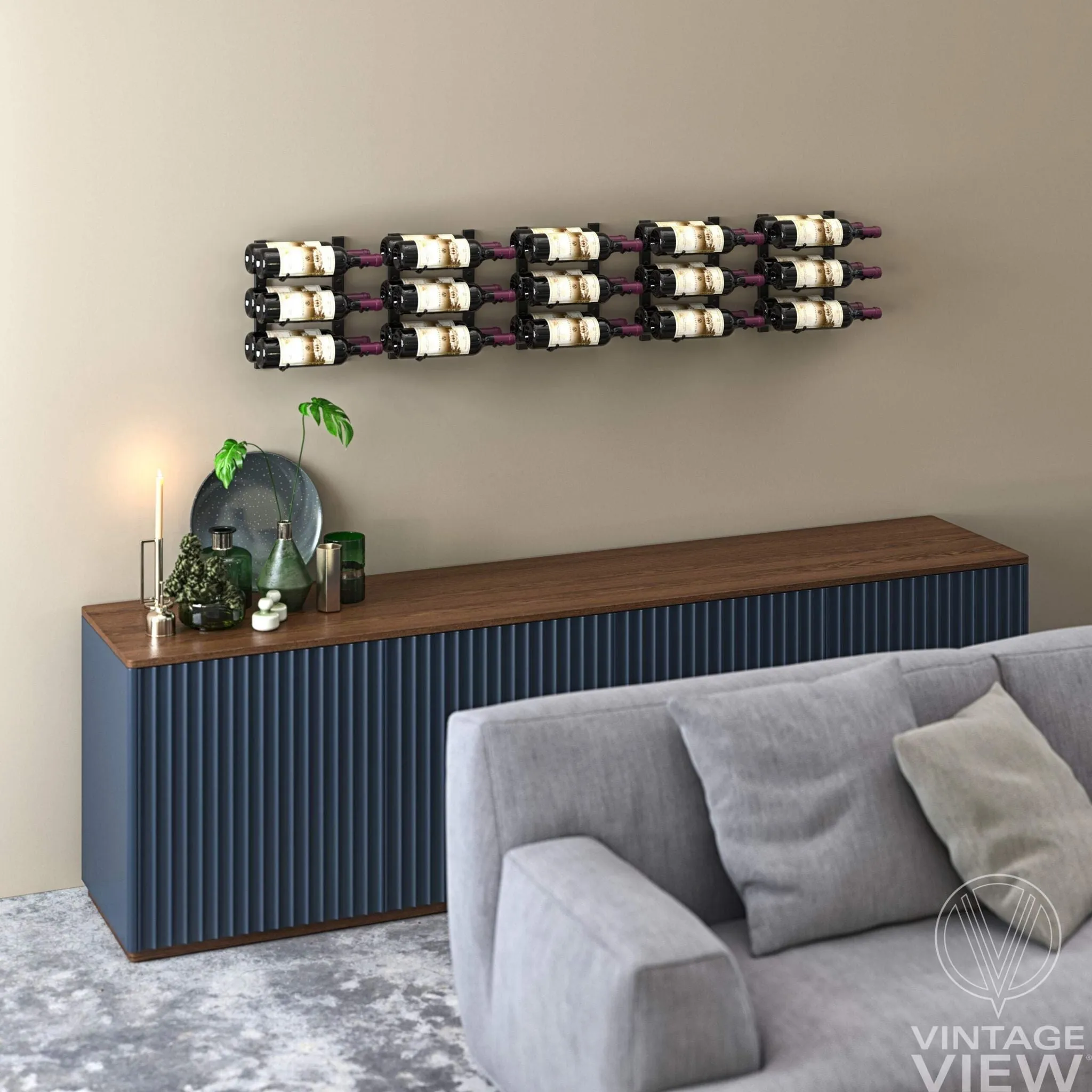VintageView - W Series 1 – 305mm Wall Mounted Metal Wine Rack (3-9 bottles)