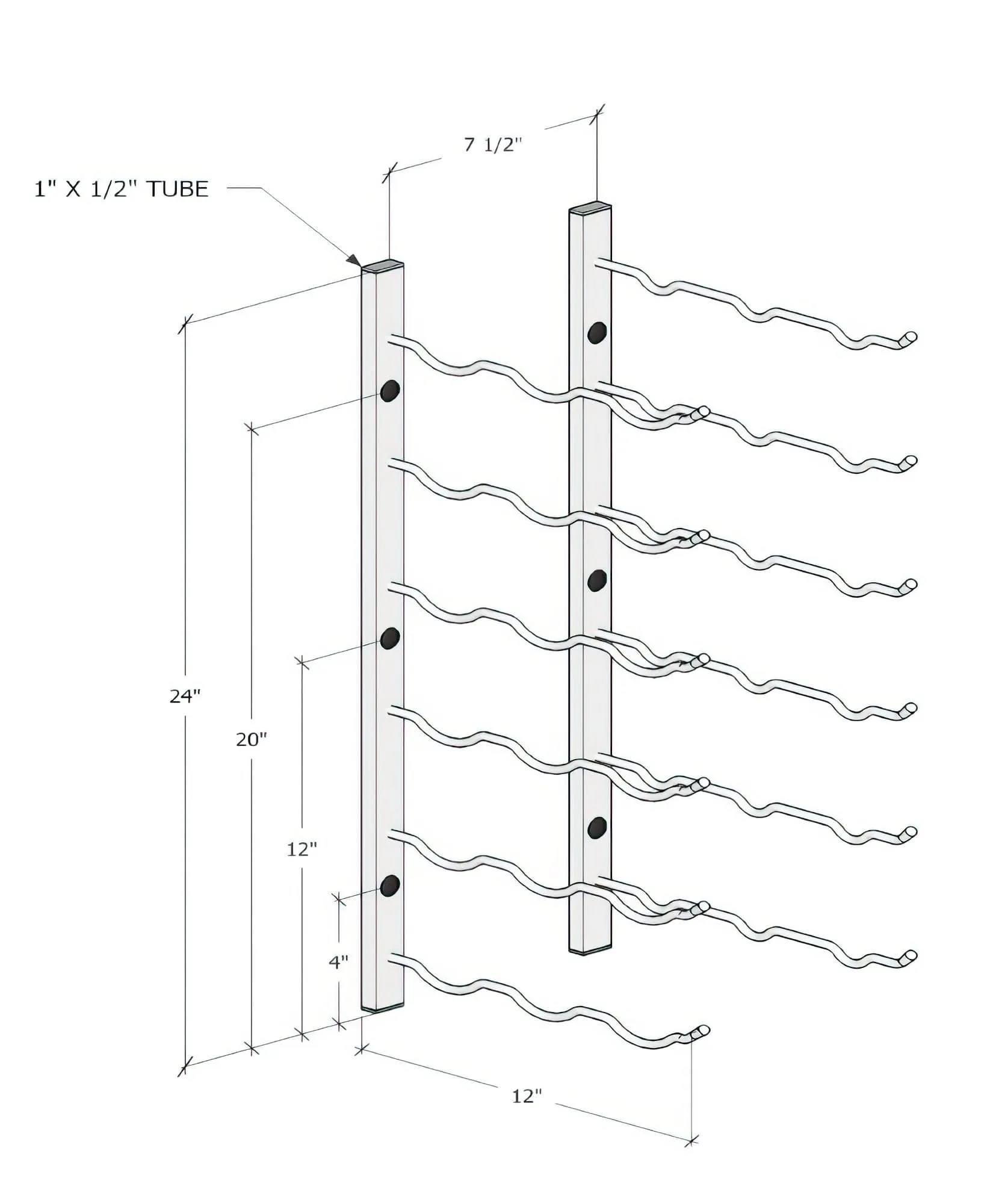 W Series 2ft Wall Mounted Wine Rack (18 bottles - Triple Depth)