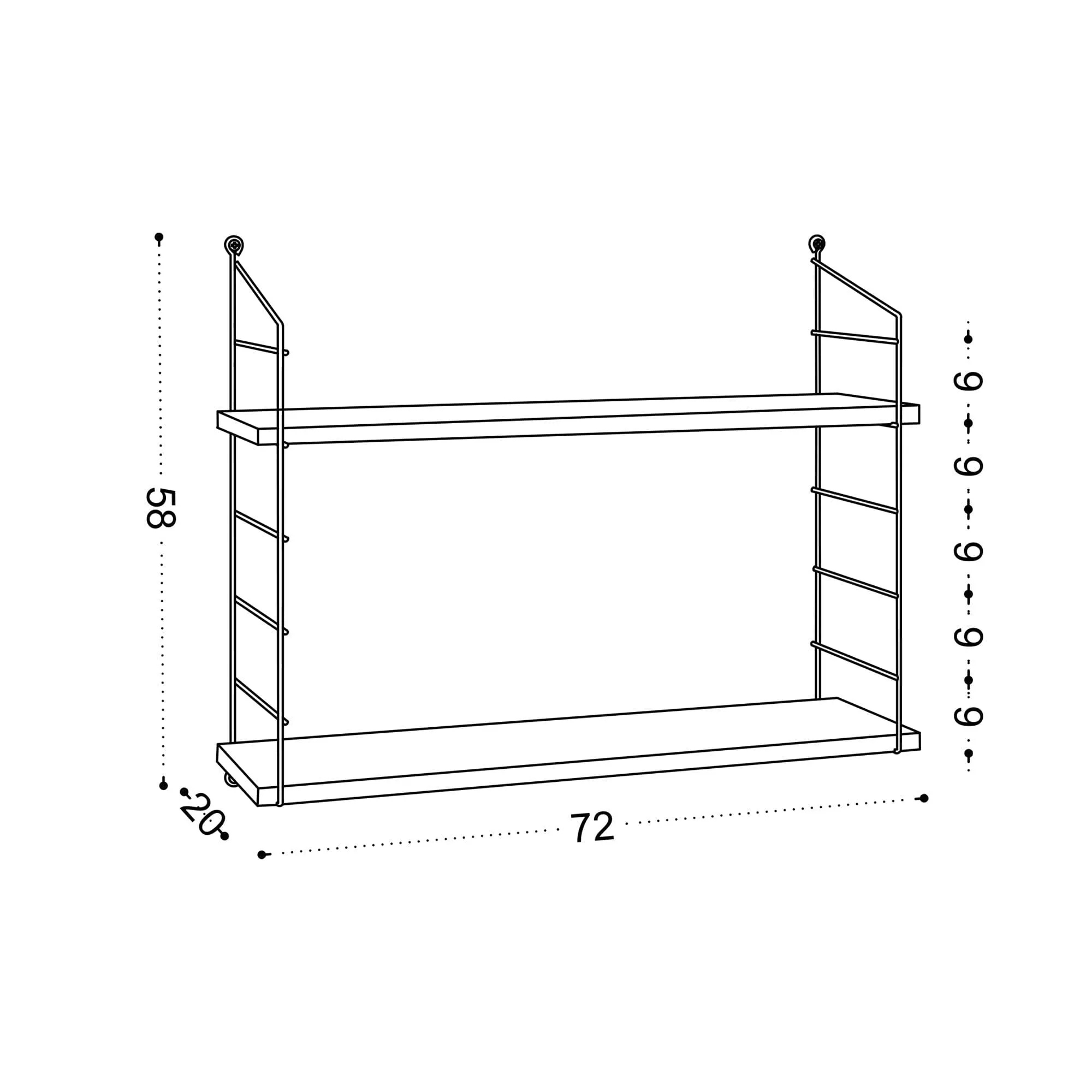 Wall Shelf Armoni 2'li - Shiny White