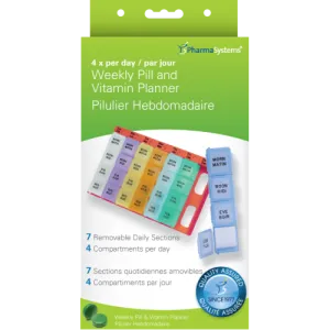 WEEKLY PILL PLANNER W/ 4X DAILY SECTIONS