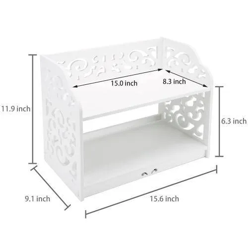 White Cutout Scrollwork Design Desktop Bookshelf