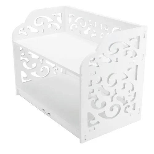 White Cutout Scrollwork Design Desktop Bookshelf