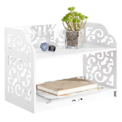 White Cutout Scrollwork Design Desktop Bookshelf
