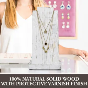 Whitewashed Wood Necklace Easel Stand with Detachable Board and Base, Tabletop Adjustable Jewelry Holder Retail Display