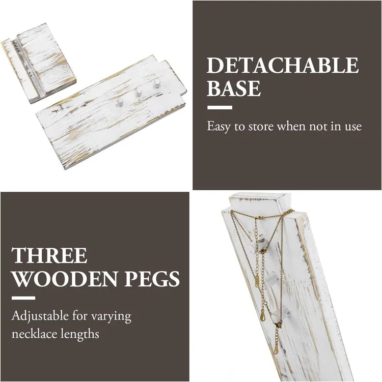 Whitewashed Wood Necklace Easel Stand with Detachable Board and Base, Tabletop Adjustable Jewelry Holder Retail Display