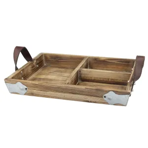 Wood Serving Tray with Leather Handles (WS)