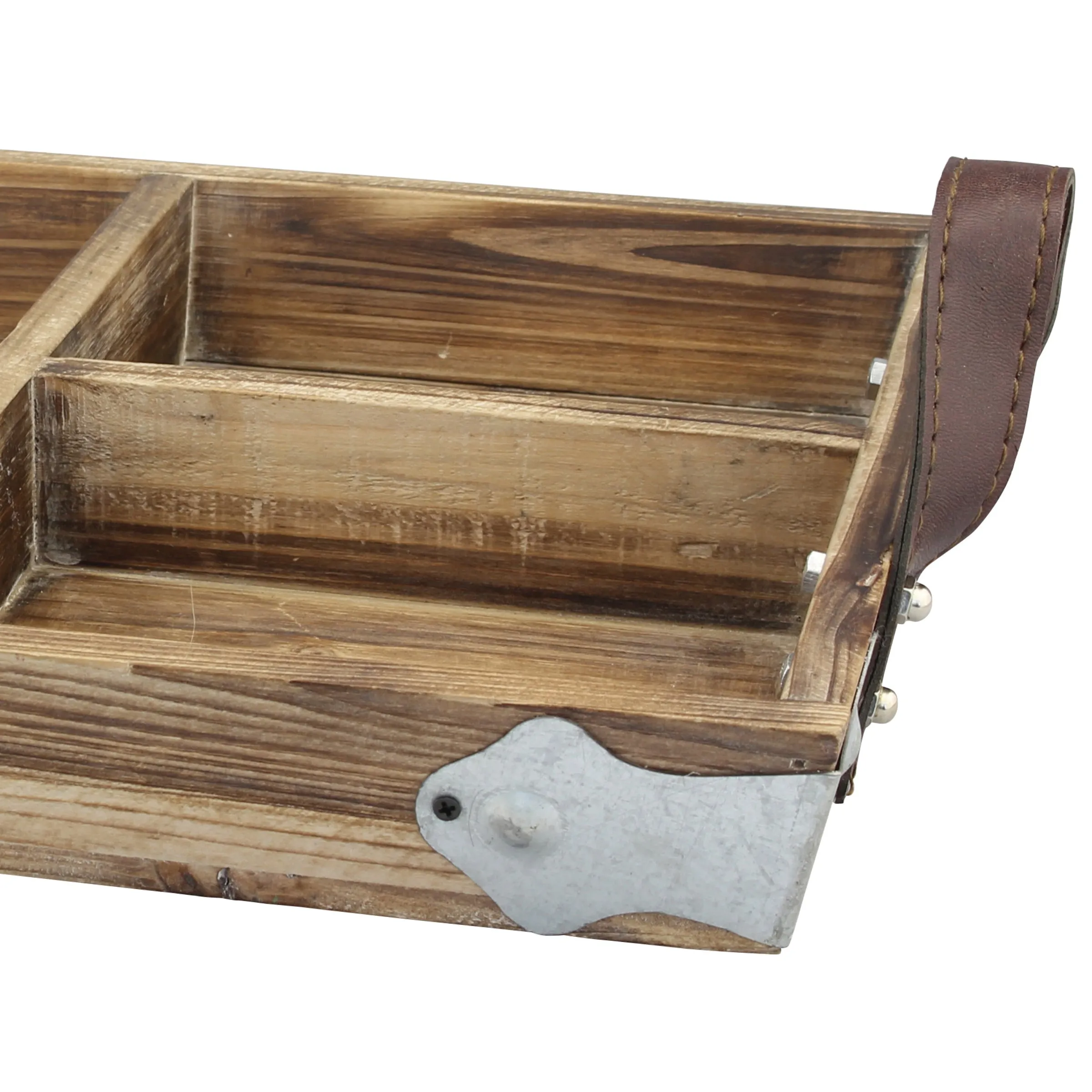 Wood Serving Tray with Leather Handles (WS)