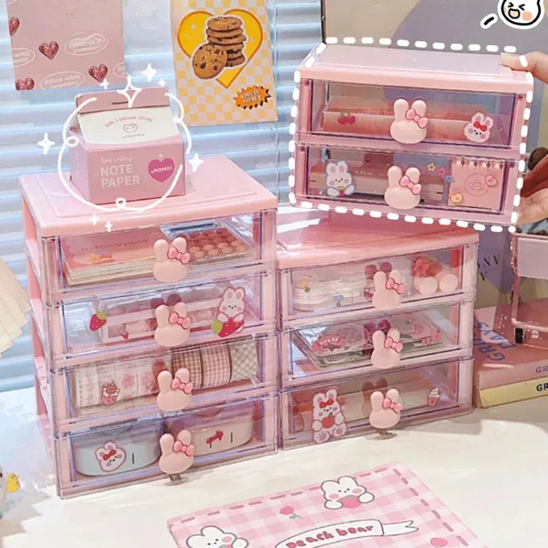 Yeknu Desktop Storage Box Organizer Student Drawer Box Pen Holder Cute Office Childrens Hair Accessories Stationery Rack Organizer Box