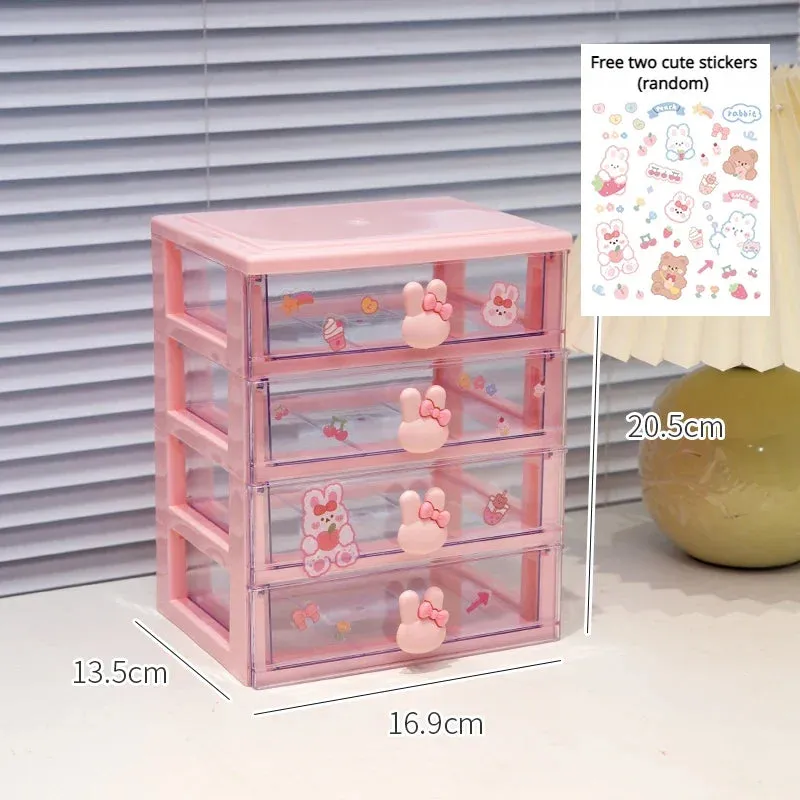 Yeknu Desktop Storage Box Organizer Student Drawer Box Pen Holder Cute Office Childrens Hair Accessories Stationery Rack Organizer Box