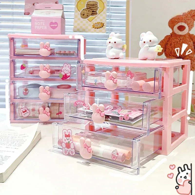 Yeknu Desktop Storage Box Organizer Student Drawer Box Pen Holder Cute Office Childrens Hair Accessories Stationery Rack Organizer Box