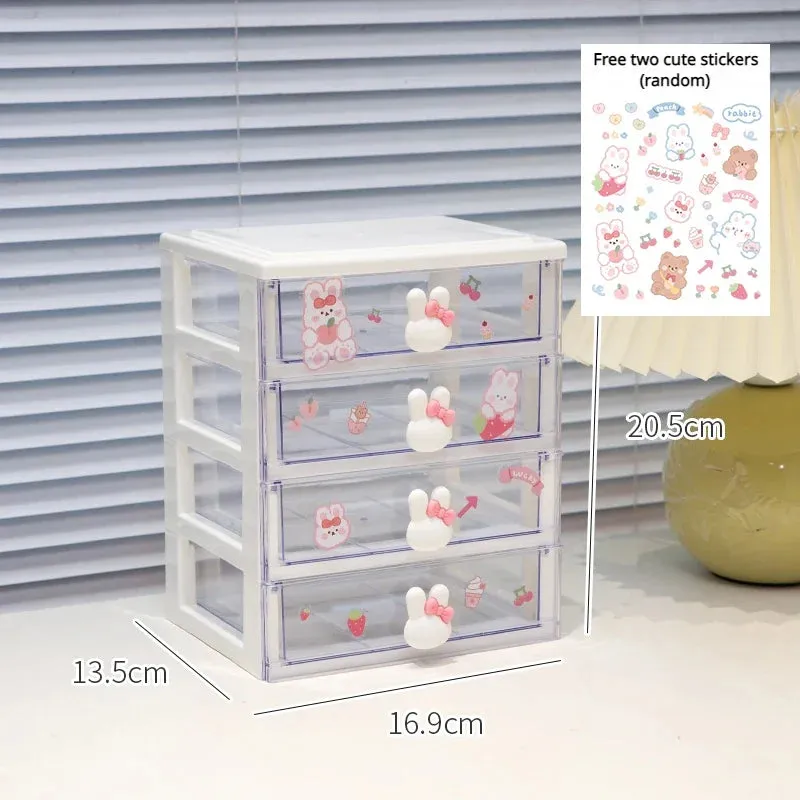 Yeknu Desktop Storage Box Organizer Student Drawer Box Pen Holder Cute Office Childrens Hair Accessories Stationery Rack Organizer Box